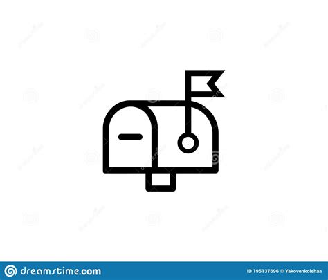 Mailbox Line Icon Vector On Isolated White Background Stock Vector
