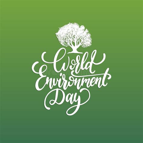 World Environment Day Handwritten Phrase On Green Background Vector