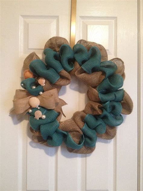 Burlap Wreath Seashells And Pearls By Sarahbellaadornments On Etsy 43