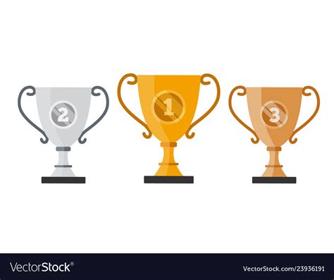 Gold Silver And Bronze Trophy Cup Royalty Free Vector Image