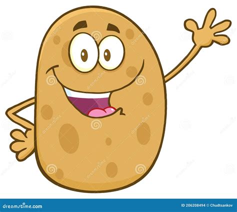 Happy Potato Cartoon Character Waving Stock Vector Illustration Of