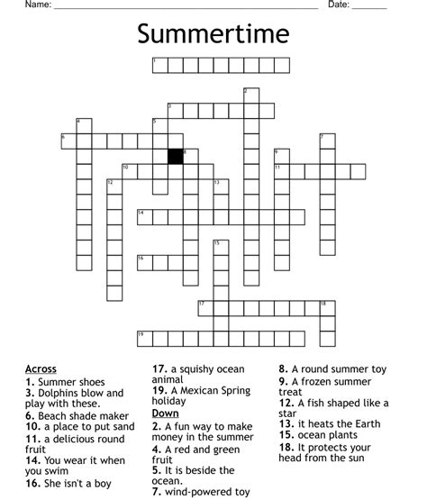 Summer Time Fun Crossword Wordmint