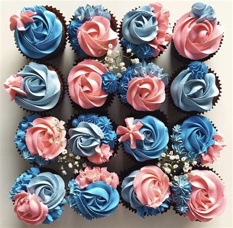 blue and pink cupcakes floral cupcakes cupcake cake designs wedding cupcakes