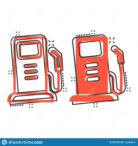 Fuel Pump Icon In Comic Style Gas Station Cartoon Sign Vector