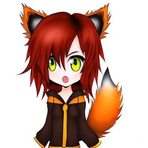1girl Chibi Fox Ears Happy Face Fox Tail Orange Openart