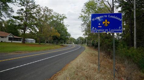 Welcome To Louisiana Street Sign At The State Border Shreveport