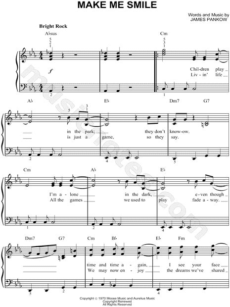 Chicago Make Me Smile Sheet Music Easy Piano In C Minor