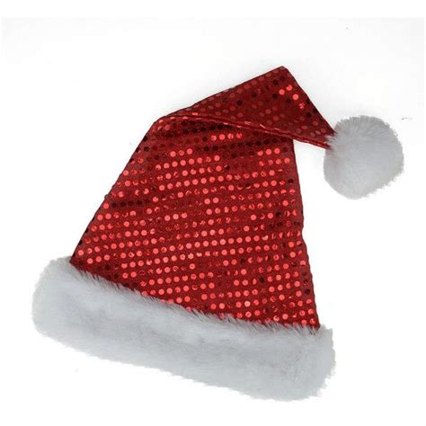 sparkling red white metallic sequin glitter christmas santa hat liked on polyvore featuring