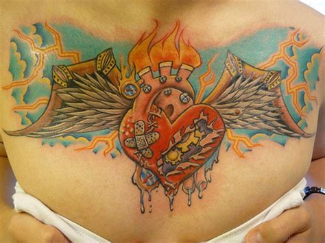75 Attractive Heart Tattoos On Chest Tattoo Designs