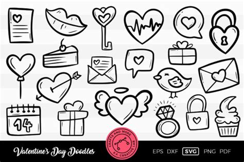 Valentines Day Doodles Clipart Set Graphic By Dtcreativelab · Creative