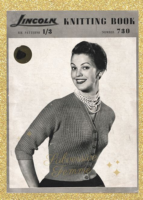 1950s Knitting Pattern Booklet Lincoln Knitting 730 Ladies Cardigans
