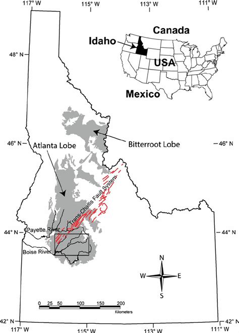 Location Of The Study Area The Extent Of The Idaho Batholith Is Shown