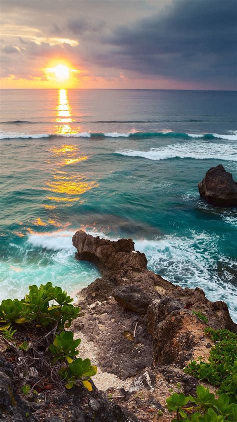 Indonesien Insel Bali Tropische Natur Landschaft Meer Wellen