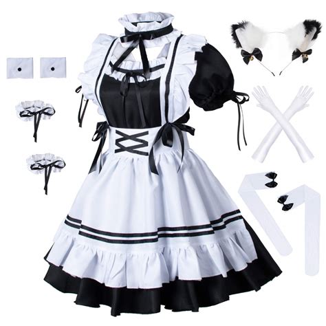 Buy Anime French Maid Apron Lolita Fancy Dress Cosplay Costume Furry