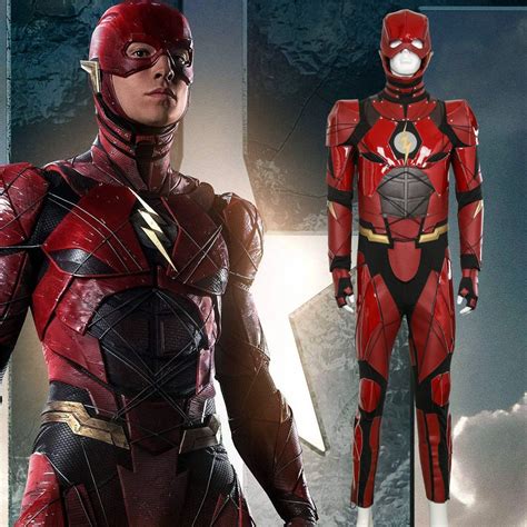 Takerlama Justice League Flash Cosplay Costume Red Leather