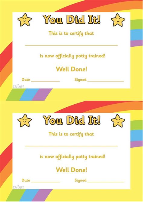 Potty Training Certificate Free Printables Potty