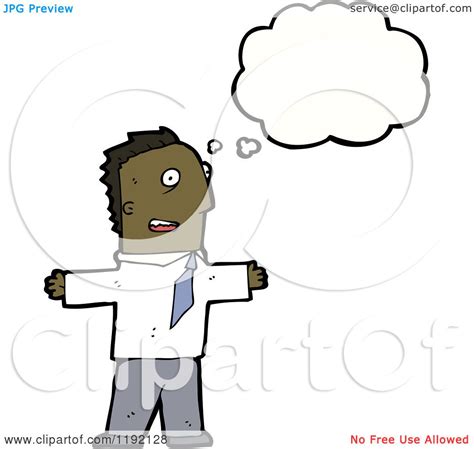 Cartoon Of An African American Man In A Suit Thinking Royalty Free