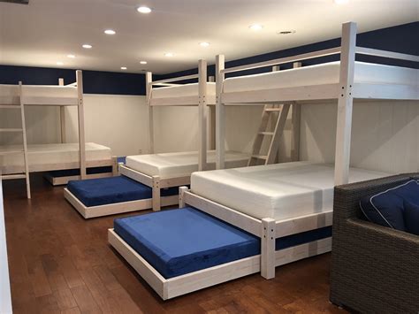 One thing that's common beyond choosing a bunk bed that separates or is the right height, you must also consider the bed's size. Beach House Quad Custom Bunk Bed
