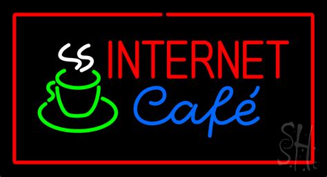 Internet Cafe Red Border Animated Neon Sign Cafe Neon Signs Every