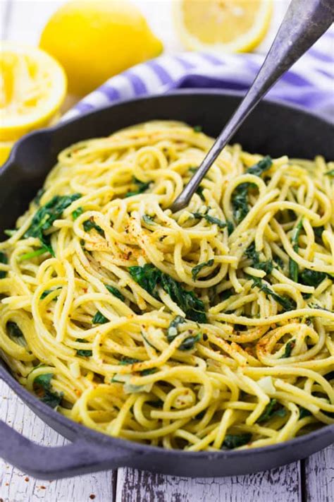 Lemon Spaghetti With Spinach One Pot Vegan Heaven
