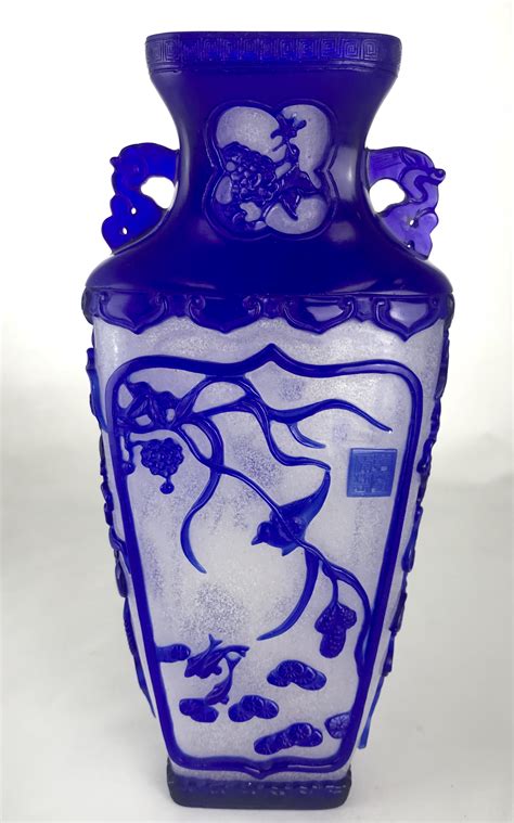 Sold Price A Sapphire Blue Overlay White Peking Glass Vase Qing