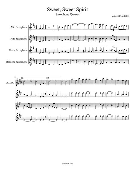 Sweet Sweet Spirit Sheet Music For Saxophone Alto Saxophone Tenor