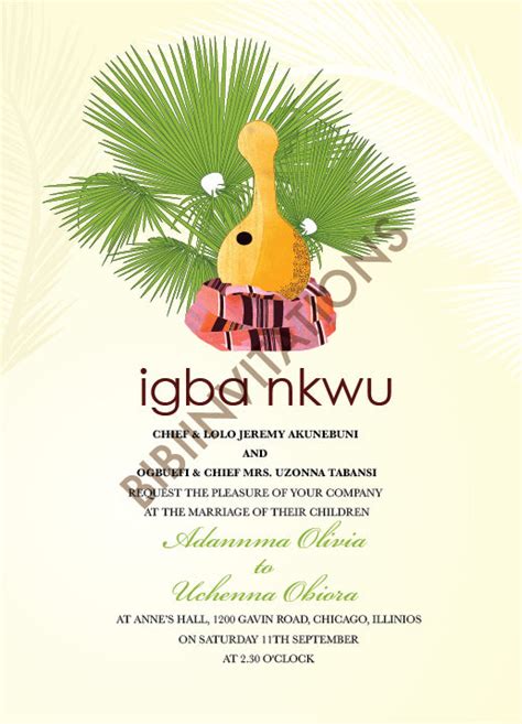 Nigerian Traditional Wedding Invitation Card Igbo Engagement
