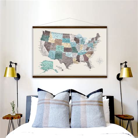 Simple Large Us Map On Canvas Usa Wall Map With Frame Design And Size