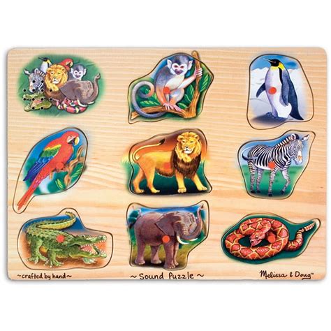 Melissa And Doug Zoo Sound Puzzle Wooden Peg Puzzle With Sound Effects