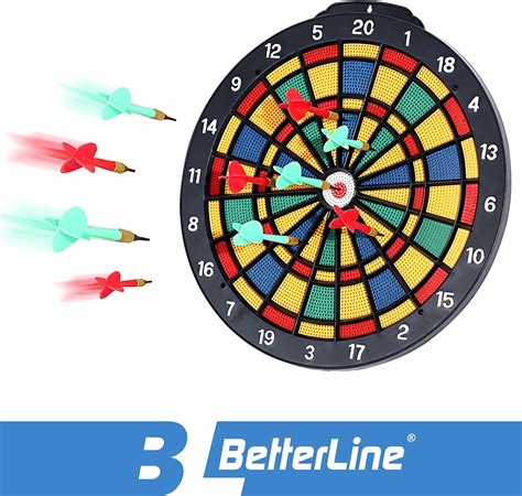 Betterline Safety Dart Board Set With 6 Safe Soft Plastic Tip Darts
