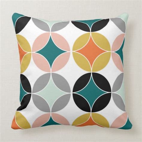 Modern Mid Century Circles Geometric Pattern Throw Pillow Zazzle