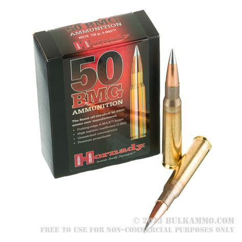 10 Rounds Of Bulk 50 Bmg Ammo By Hornady 750gr A Max Match