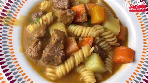 Sopa De MacarrÃo Com Carne E Legumes Youtube