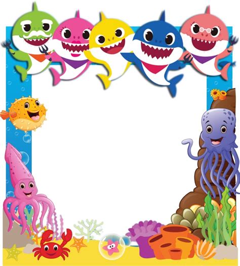 This is a collection of free printable photo booth props for a boy baby shower party. Baby Shark Frame 1 Small Size | Party Box
