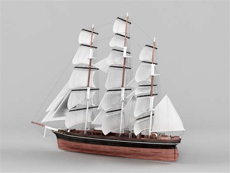 Clipper Ship Merchant Sailing Vessel 3d Model 3ds Max Files Free
