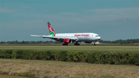 Kenya Airways Boeing 777 2u8er Landing At Schiphol Youtube