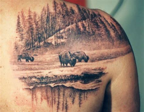 Amazing Buffalo Cowboy Tattoos Hunting Tattoos Western Tattoos