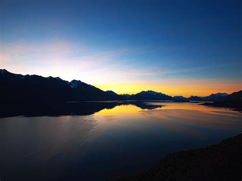 New Zealand Beautiful Nature Scenery Sunset Views Of Lake And Mountain