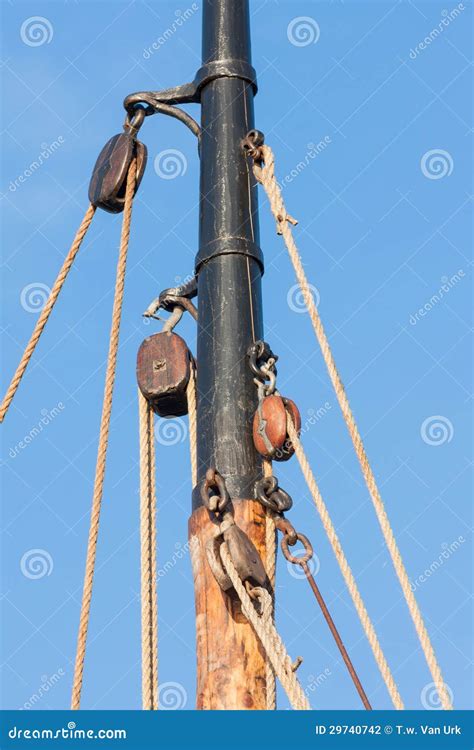 Mast And Rigging From Old Wooden Sailing Ship Stock Photography Image
