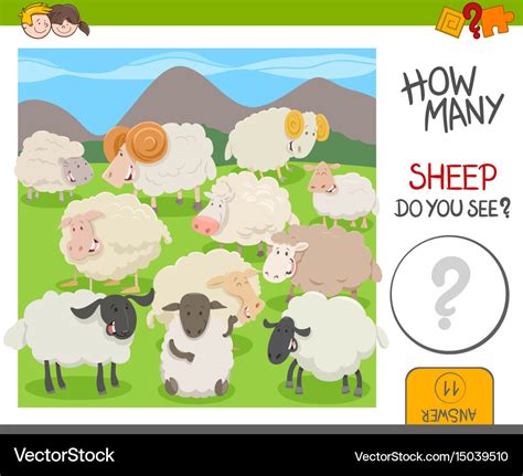 Count The Sheep Activity Worksheet Royalty Free Vector Image