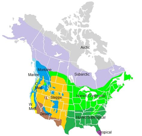 Climatic Map Of North America Map