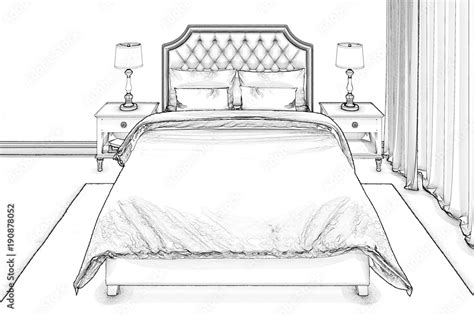 3d Illustration Sketch Of A Bedroom Stock Illustration Adobe Stock