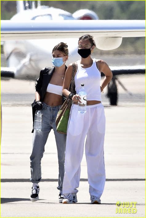 Full Sized Photo Of Hailey Bieber Bella Hadid Fly Home From Sardinia