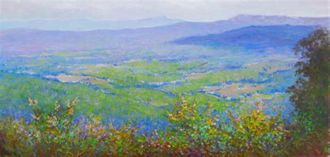 Plein Air Oil Painting Of The Blue Ridge Mountains In July In Virginia