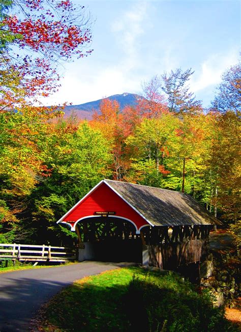 Covered Bridge In New Hampshire New England States New England Fall