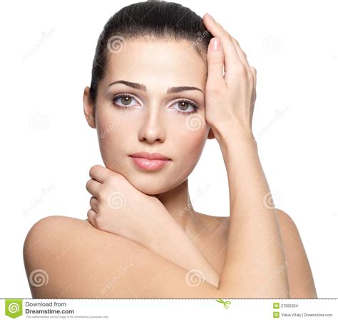 Beauty Face Of Young Woman Skin Care Concept Stock