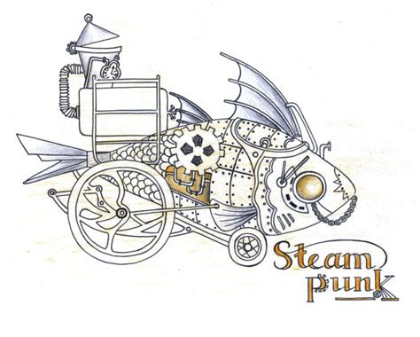 Steampunk Fish Drawing Art Decor Steampunk By Artdecormagicprint