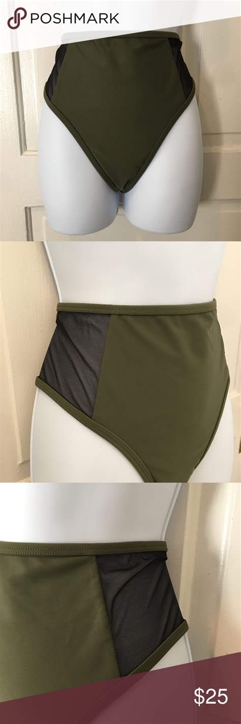 Express Olive Green High Waisted Bikini Bottoms Green High Waisted