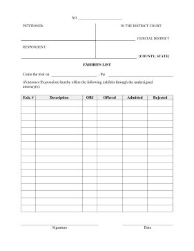 The experiment controller would then create. Printable Exhibit List Legal Pleading Template