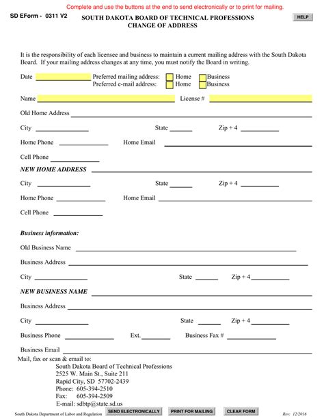Sd Form 0311 Download Fillable Pdf Or Fill Online Change Of Address